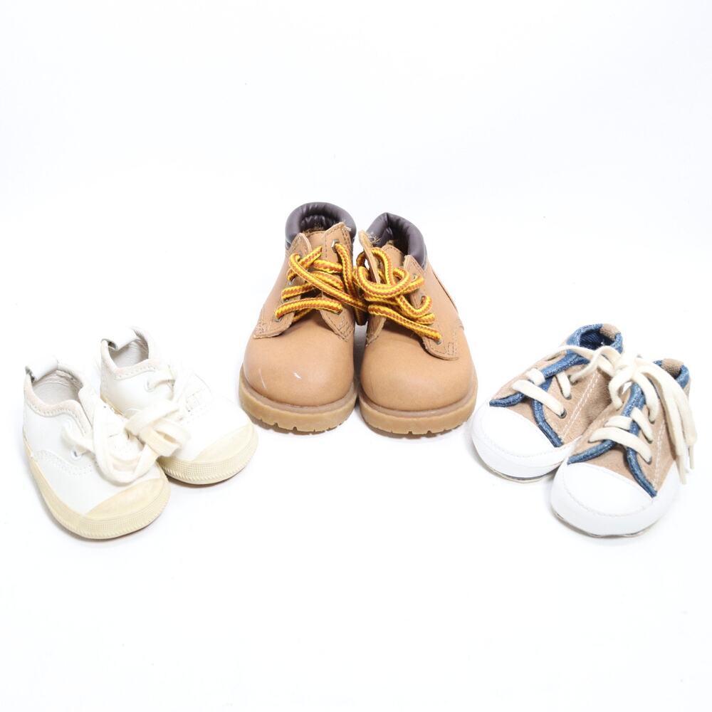Lot of 3 Infant Baby Shoes Sneakers 0 Boots 2W White Keds Workboots Suede BDs